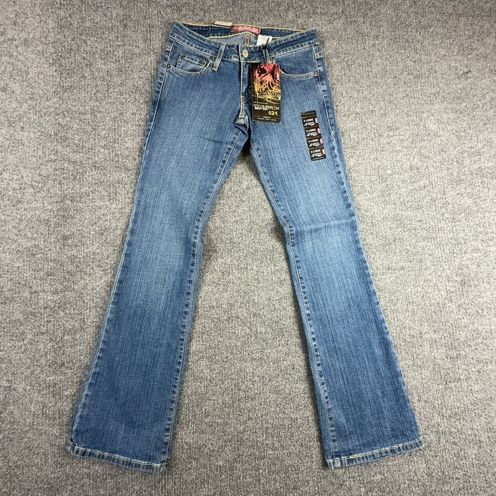 Y2K Levi's 524 Superlow Bootcut Jeans Juniors 3 Long Medium Blue Low Rise